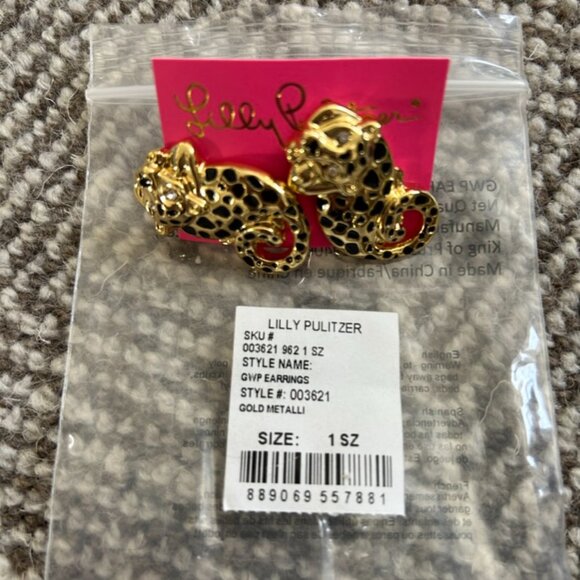 Lilly Pulitzer Leopard with Sparkle Eyes Earrings - Picture 3 of 3